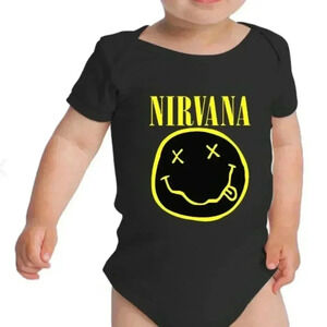NWT - Rabbit Skins - short  sleeve Nirvana onesie shirt/top. Size 12 months